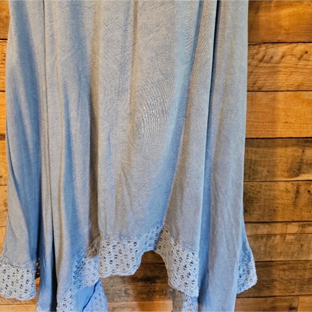 Earthbound Women's boho Baby Blue High Low handkerchief hemline Tank Dress Sz XL - Picture 8 of 15
